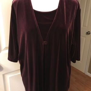 Laura Scott Deep Burgundy Velvet Blouse